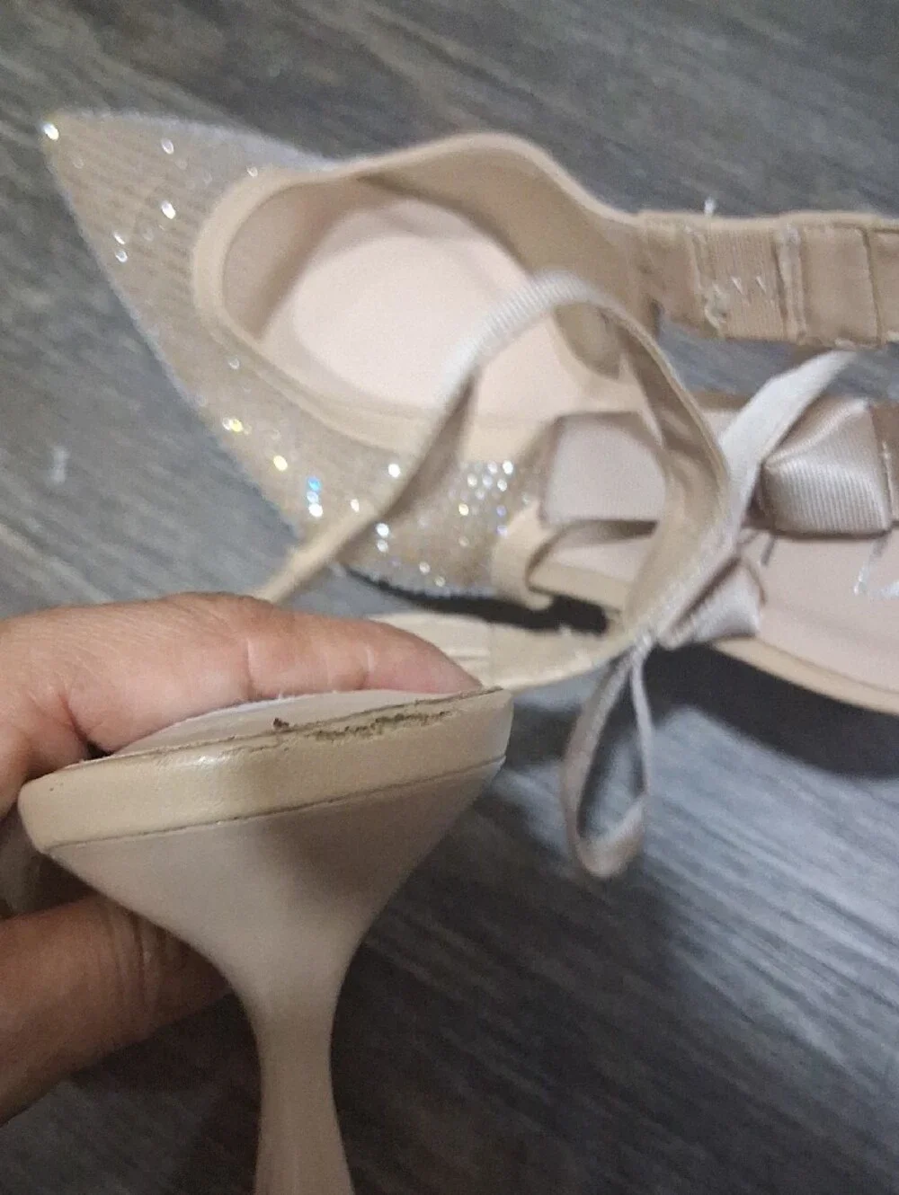 Sugar Nude Rhinestone Pointed Slingback Flats